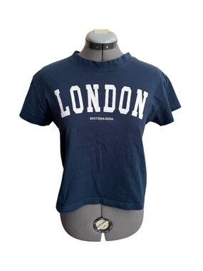 Scotch & Soda London Graphic baby Tee Navy Cropped T-Shirt Casual Minimalist